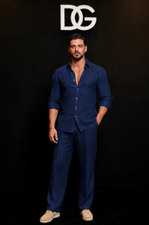 Navy Amalfi Top & Bottom Set Of Linen, Luxury And Style