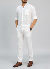 White Top & Bottom Set Of Linen, Luxury And Style