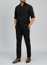 Black Luxe Top & Bottom Set Of Linen, Luxury And Style