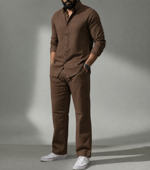 Green Top & Bottom Set Of Linen, Luxury And Style