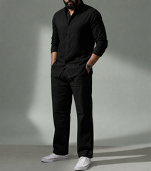 Black Top & Bottom Set Of Linen, Luxury And Style
