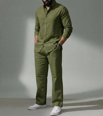 Sky-blue Top & Bottom Set Of Linen, Luxury And Style