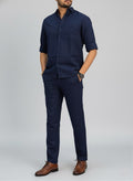 Navy Luxe Top & Bottom Set Of Linen, Luxury And Style