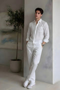 White color Top & Bottom Set Of Linen, Luxury And Style