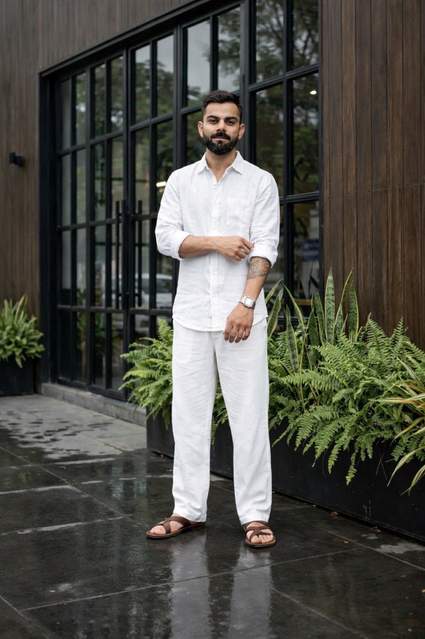 White  Men Linen Men's Co-ord Set