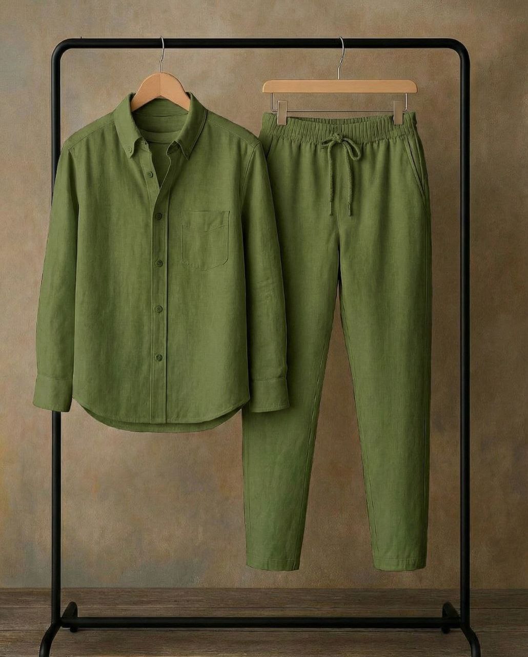 Green Linen Co-set – Effortless Style