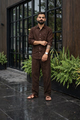White  Men Linen Men's Co-ord Set